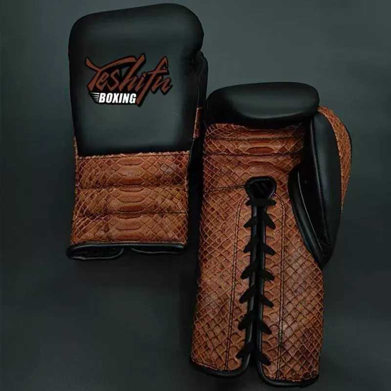 Professional genuine cowhide boxing gloves with high-grade padding for advanced competitors